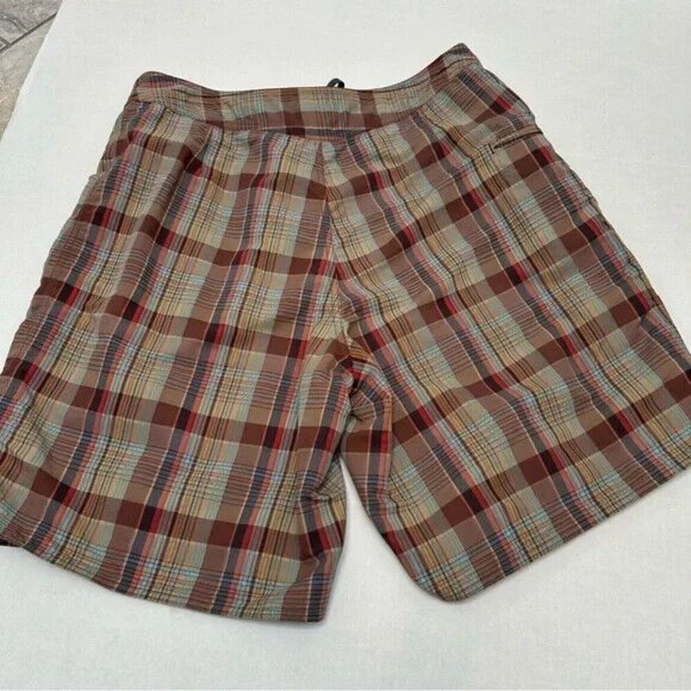 Patagonia Brown Tan Plaid Nylon Board Shorts size 35 - Picture 5 of 5